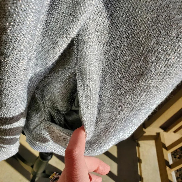 Juicy Couture Cardigan Bomber Women's Small Silver Mesh Full Zip Sweater Jacket - Picture 7 of 15